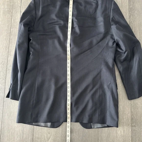 Vintage Loro Piana Mens Blazer Navy Blue Stripe Wool Suit Jacket Sport Coat 44L - Picture 12 of 14